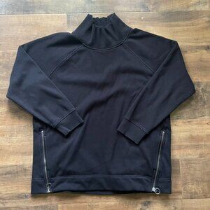 Athleta Black Funnel Neck Sweatshirt with Side Zipper – Size L